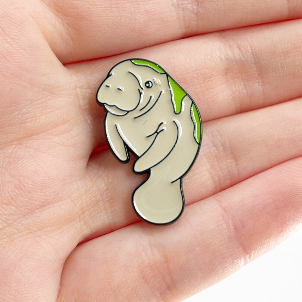 Cute Manatee Enamel Pin Kawaii Sea Cow Ocean Animal Lapel Pin